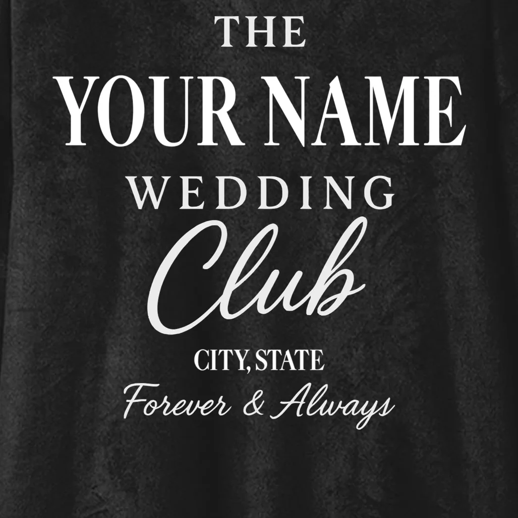 Custom Name Wedding Club Retro Couples Hooded Blanket - Front - Close-up