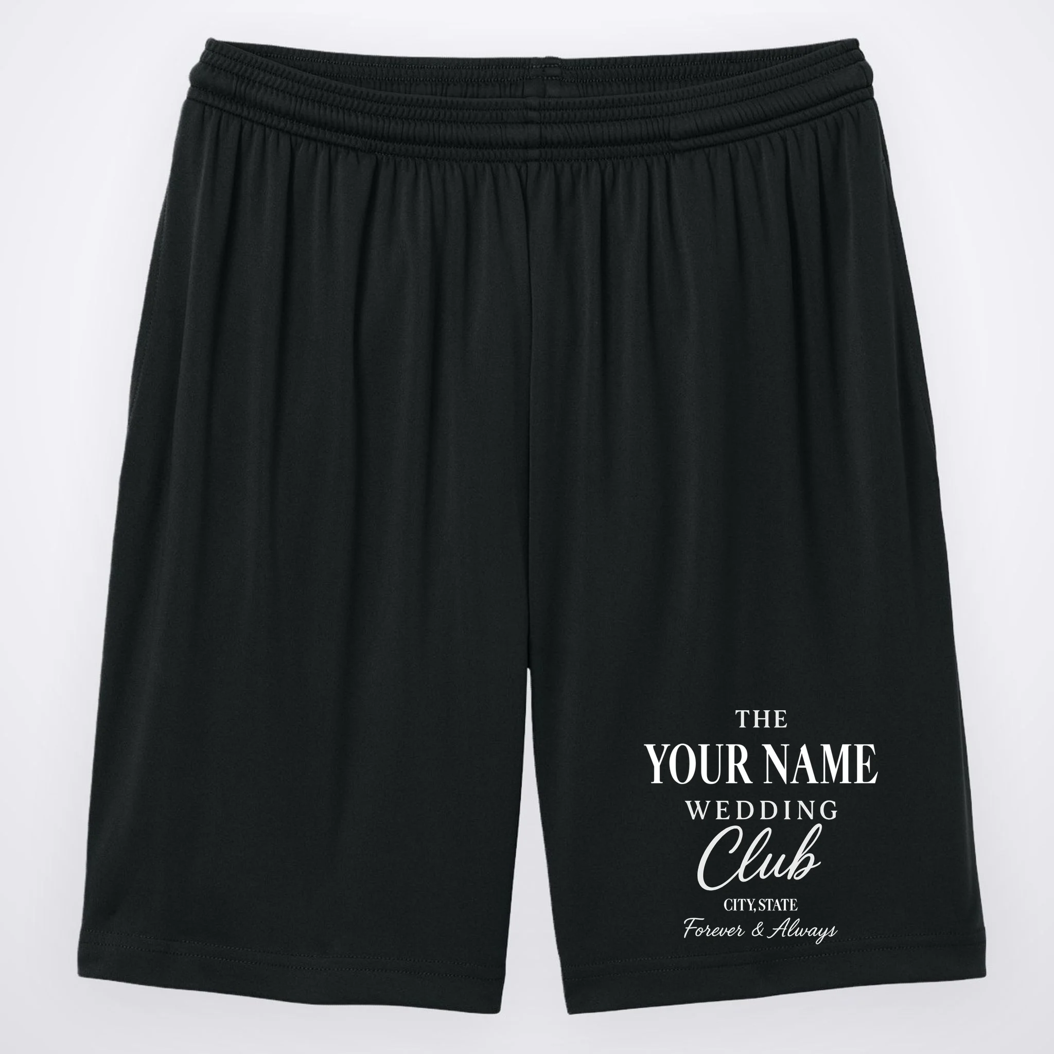 Custom Name Wedding Club Retro Couples Men's Shorts - Front