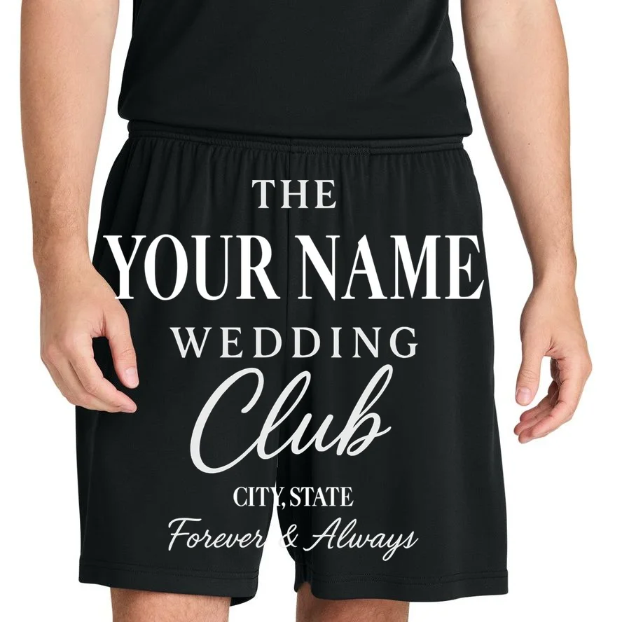 Custom Name Wedding Club Retro Couples Men's Shorts - Front 1