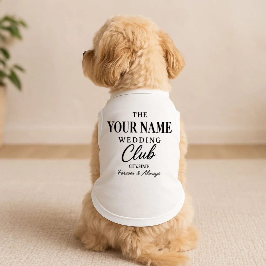 Custom Name Wedding Club Retro Couples Doggie Tank - Front 1