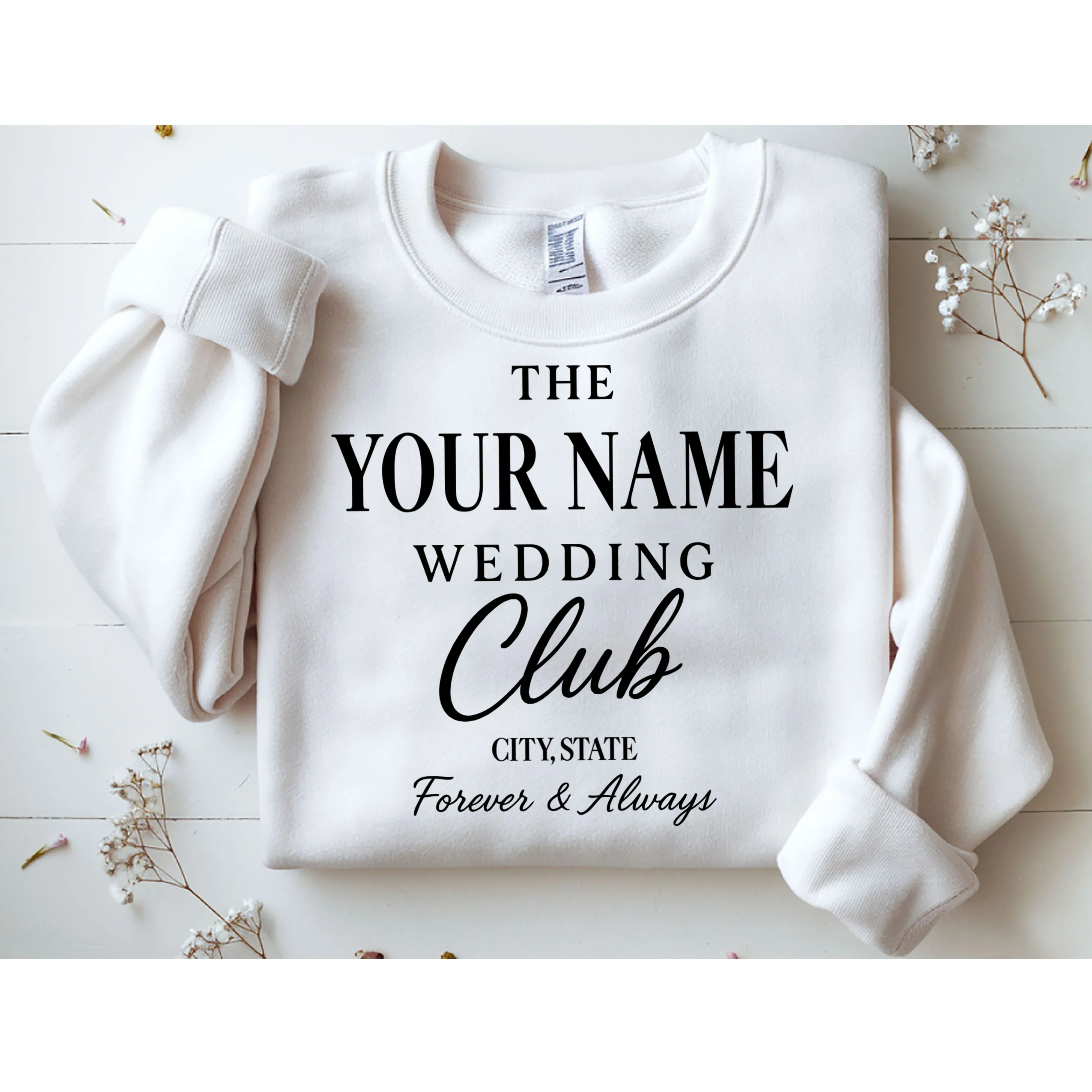 Custom Name Wedding Club Retro Couples Sweatshirt - Front 1