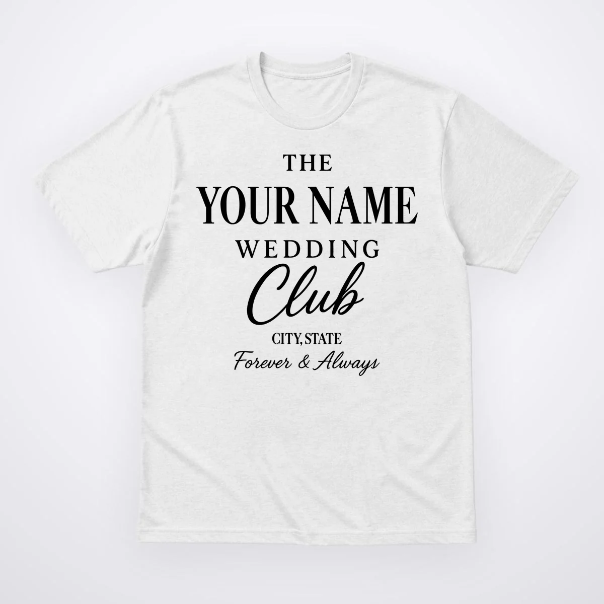 Custom Name Wedding Club Retro Couples T-Shirt - Front