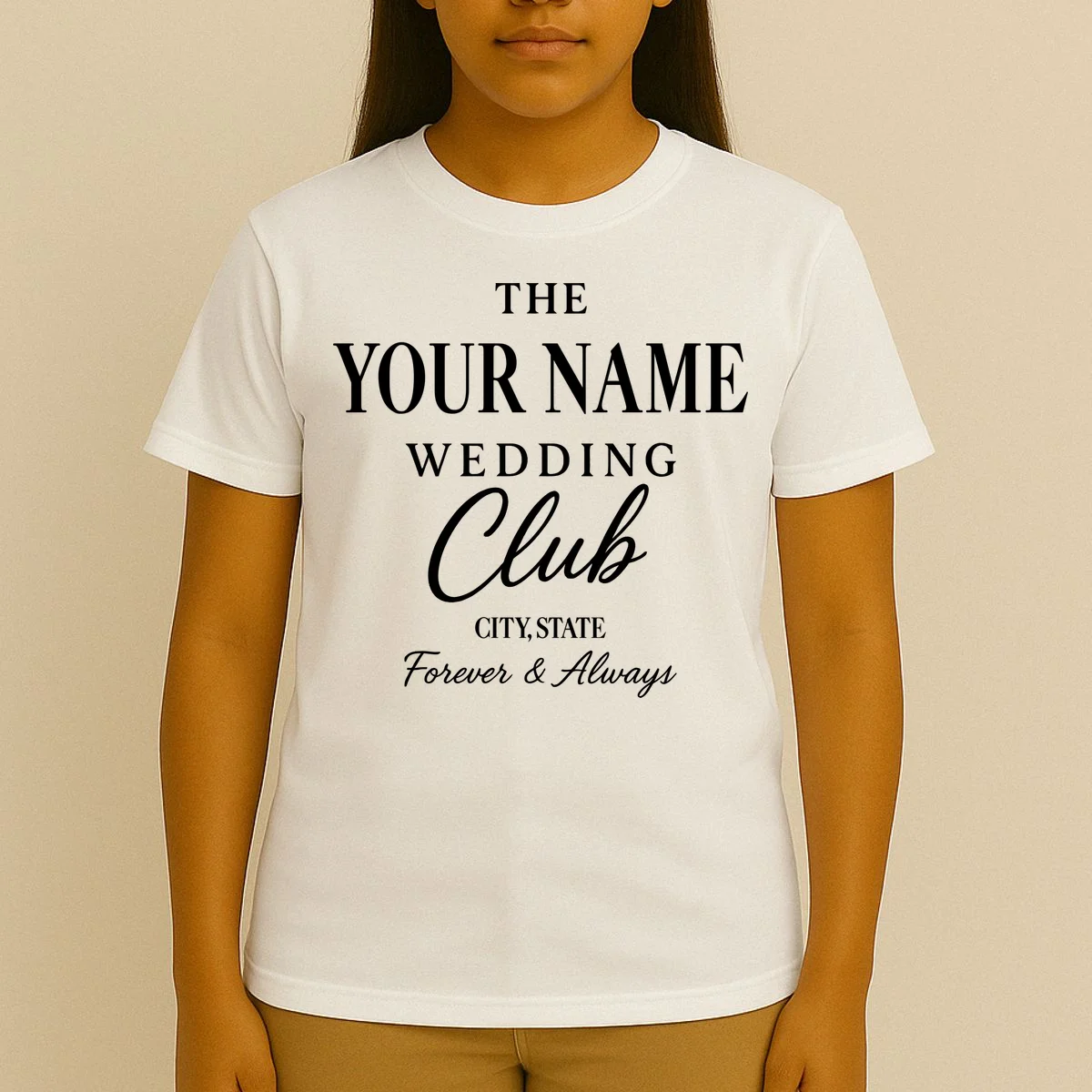 Custom Name Wedding Club Retro Couples T-Shirt - Front 4