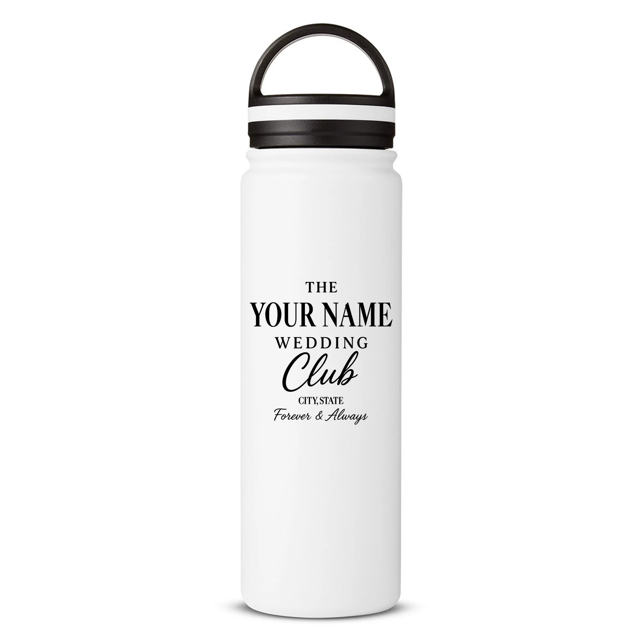 Custom Name Wedding Club Retro Couples 24oz Water Bottle - Front