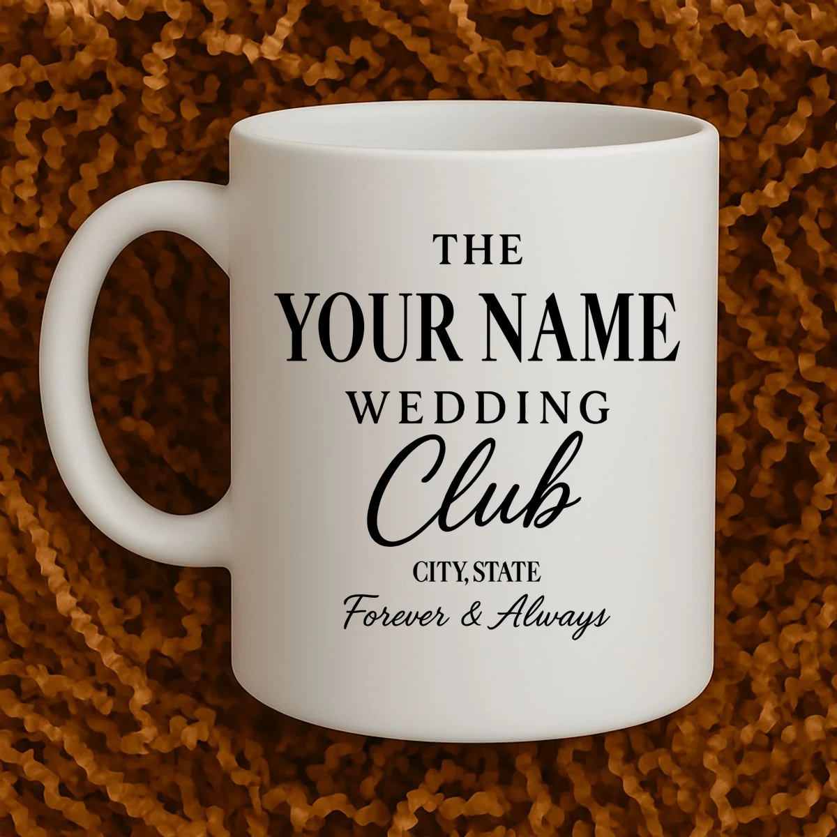 Custom Name Wedding Club Retro Couples Coffee Mug - Front 1