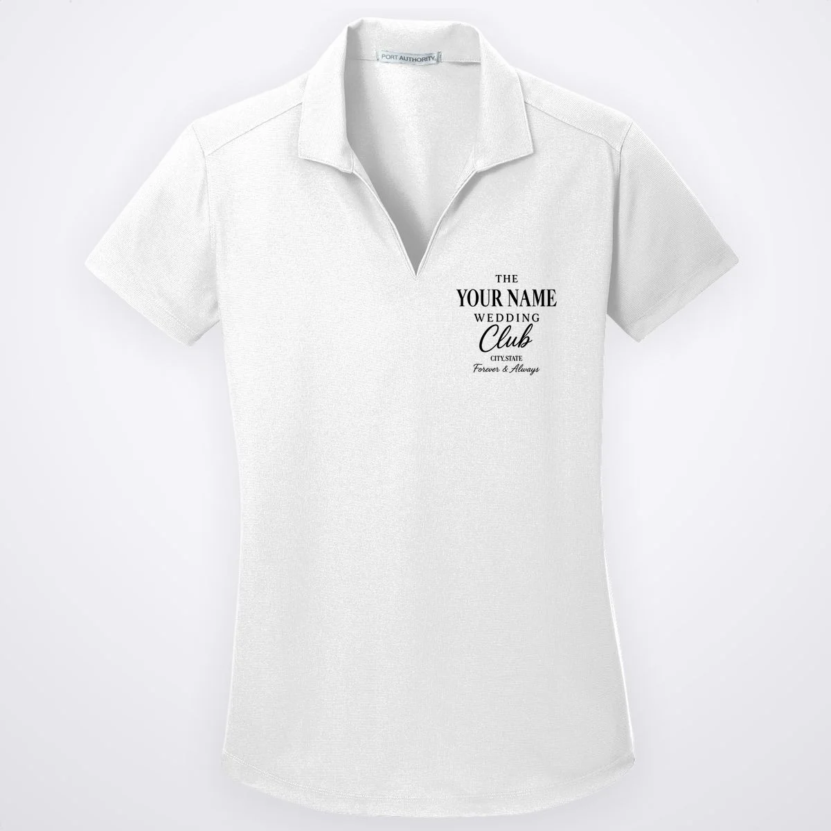 Custom Name Wedding Club Retro Couples Women's Polo - Front