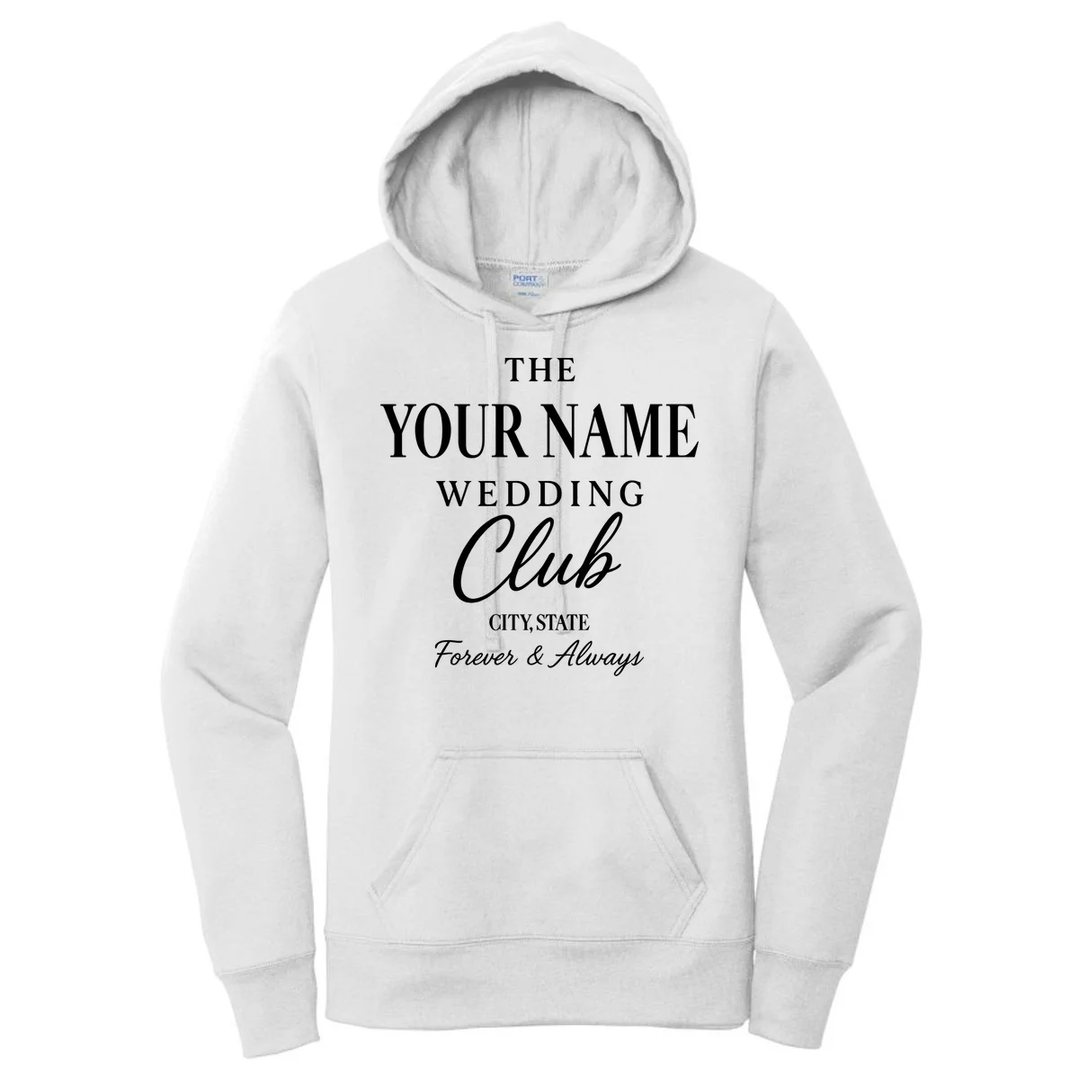 Custom Name Wedding Club Retro Couples Women's Pullover Hoodie - Front