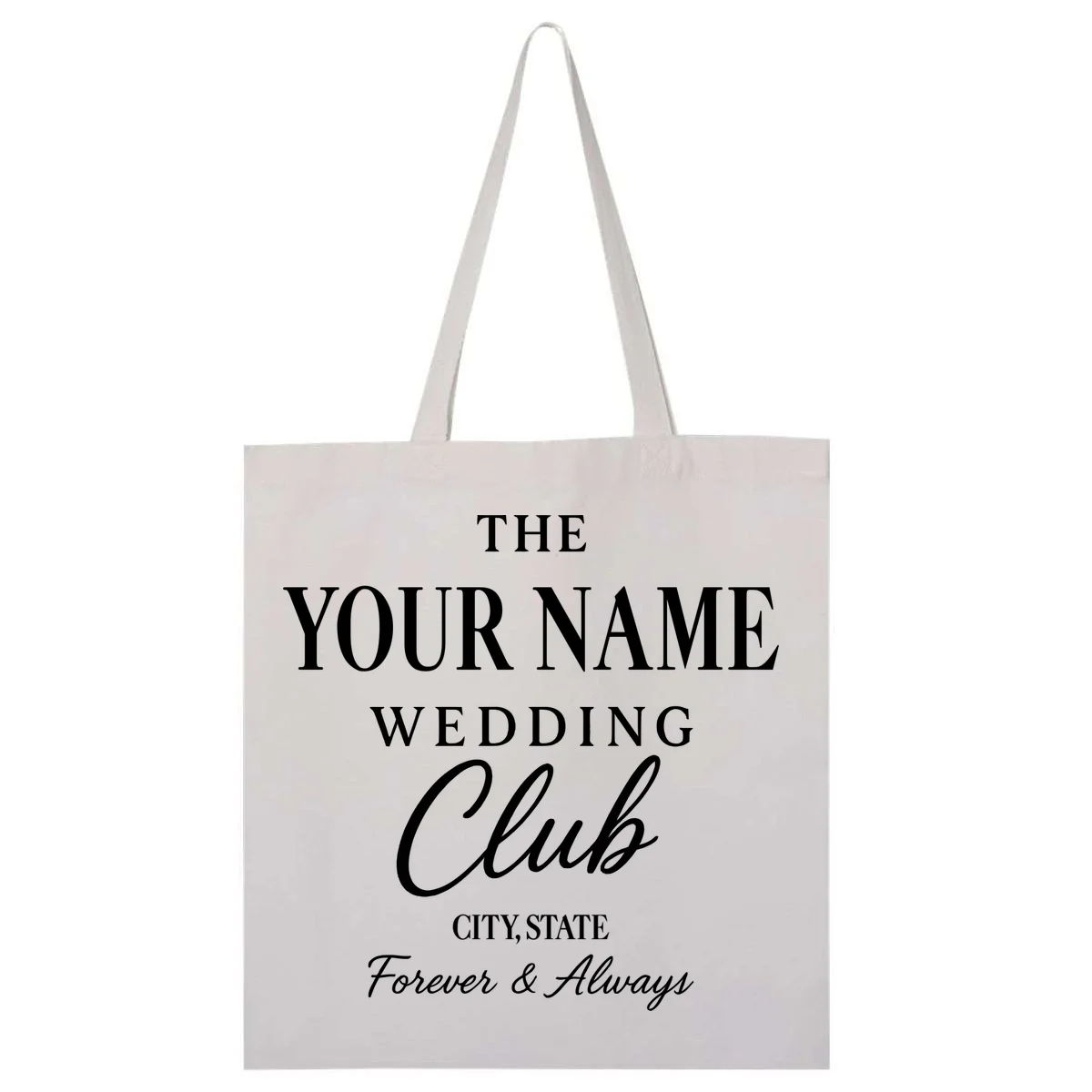 Custom Name Wedding Club Retro Couples Tote Bag - Front