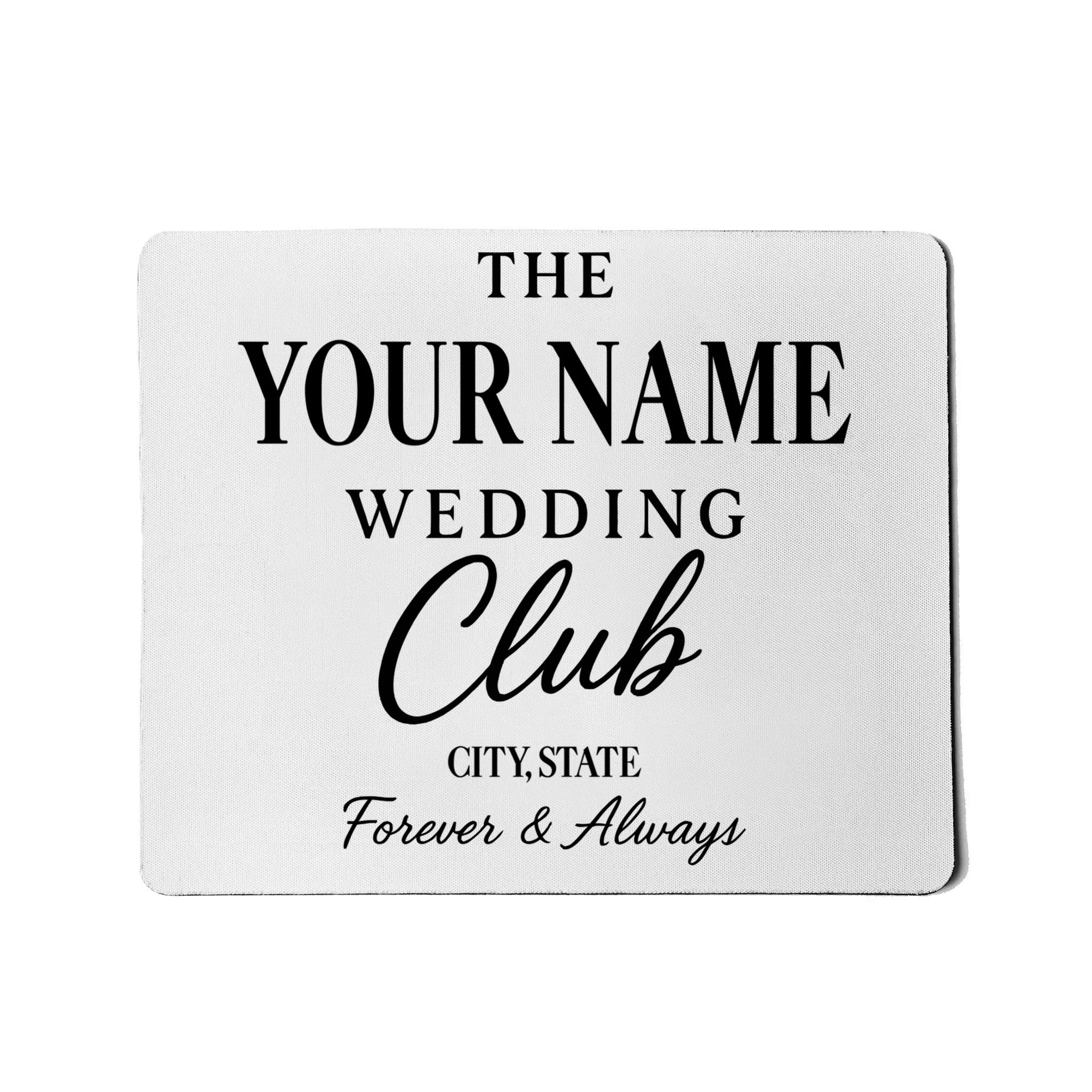 Custom Name Wedding Club Retro Couples Mouse Pad - Front