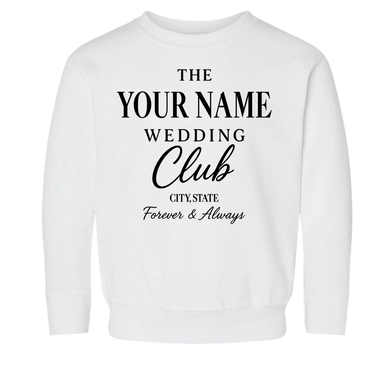 Custom Name Wedding Club Retro Couples Toddler Sweatshirt - Front