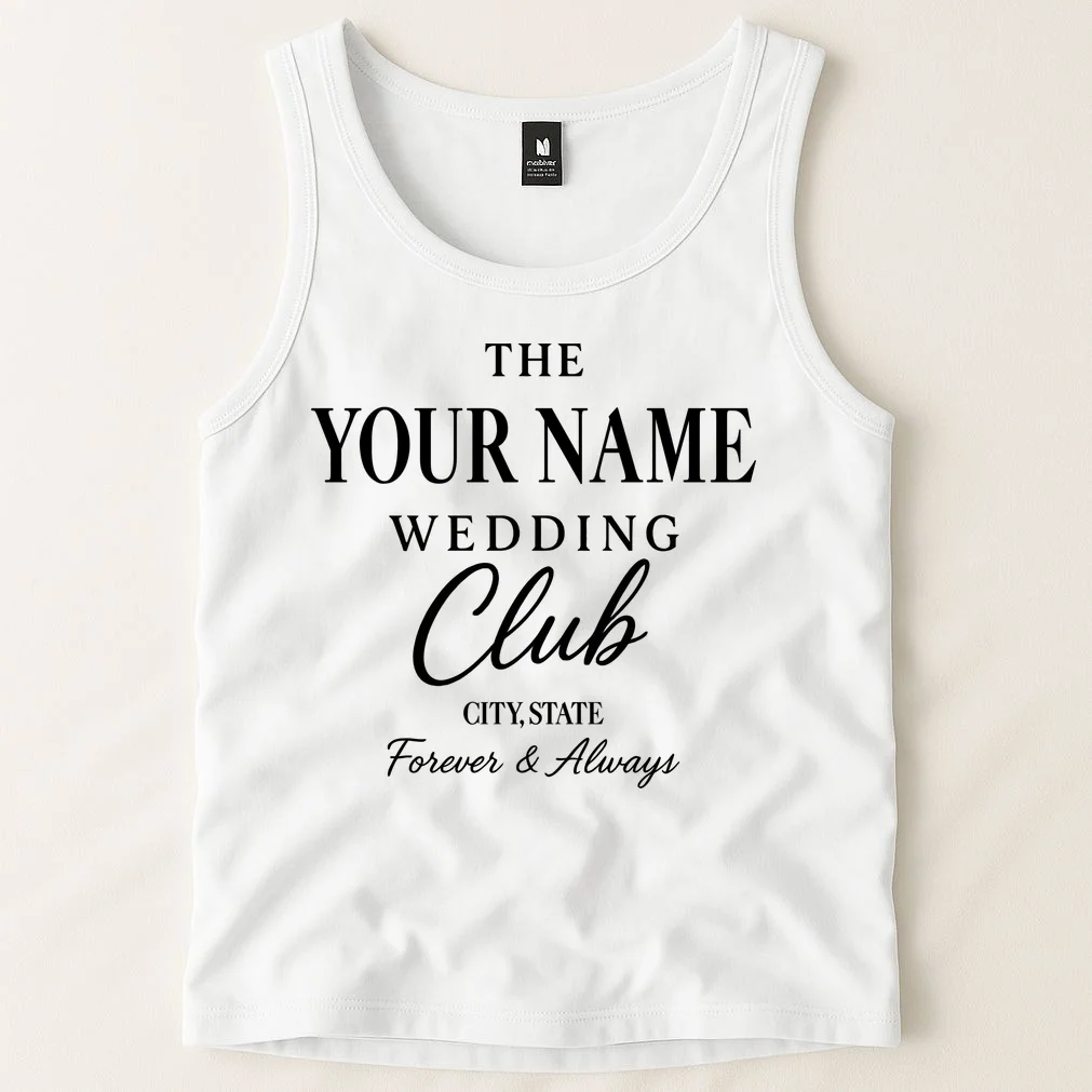 Custom Name Wedding Club Retro Couples Tank Top - Front 1