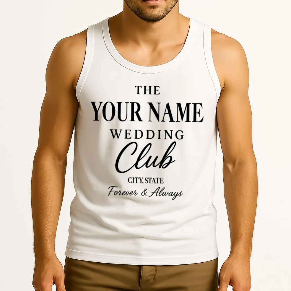 Custom Name Wedding Club Retro Couples Tank Top - Front 2