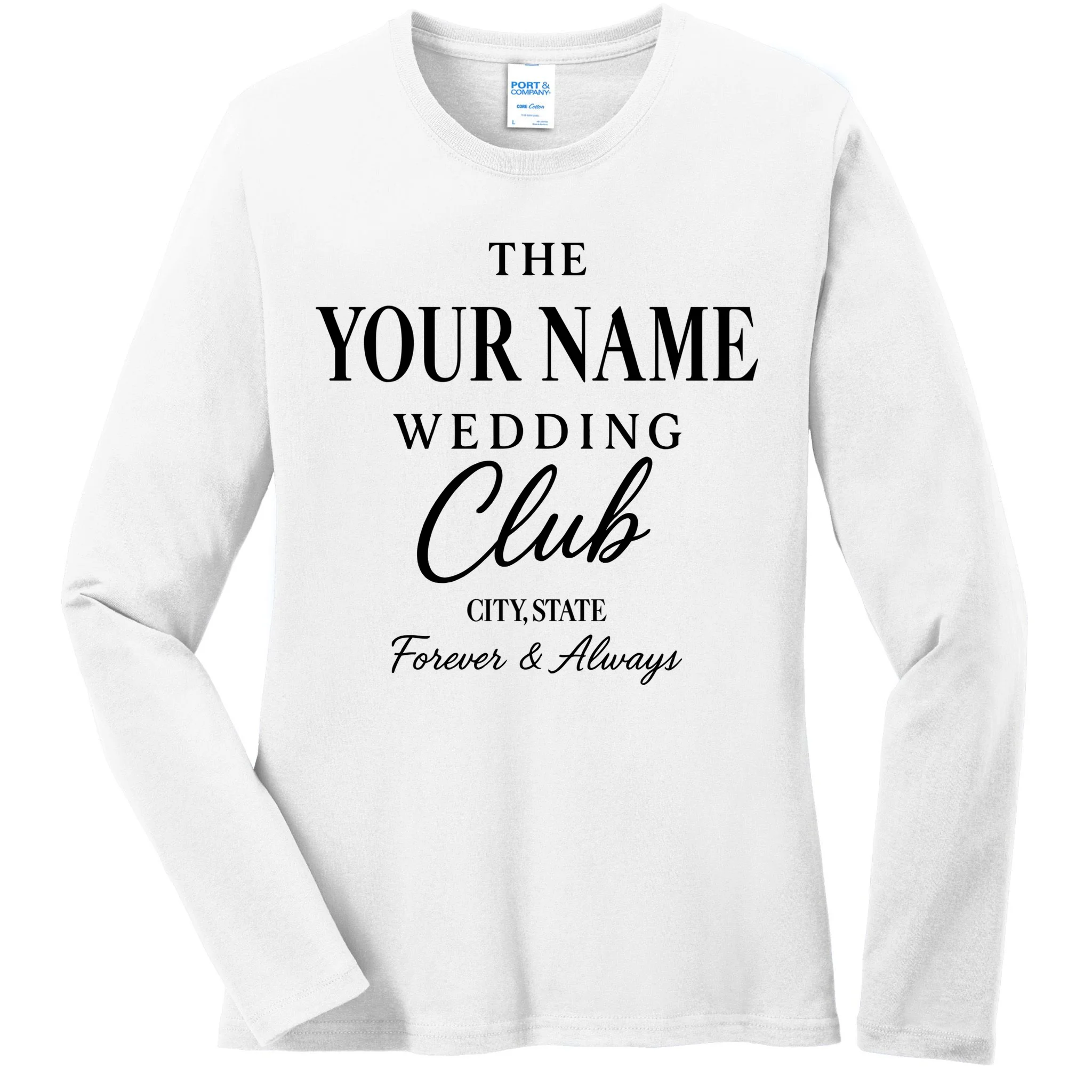Custom Name Wedding Club Retro Couples Women's Long Sleeve Shirt - Front