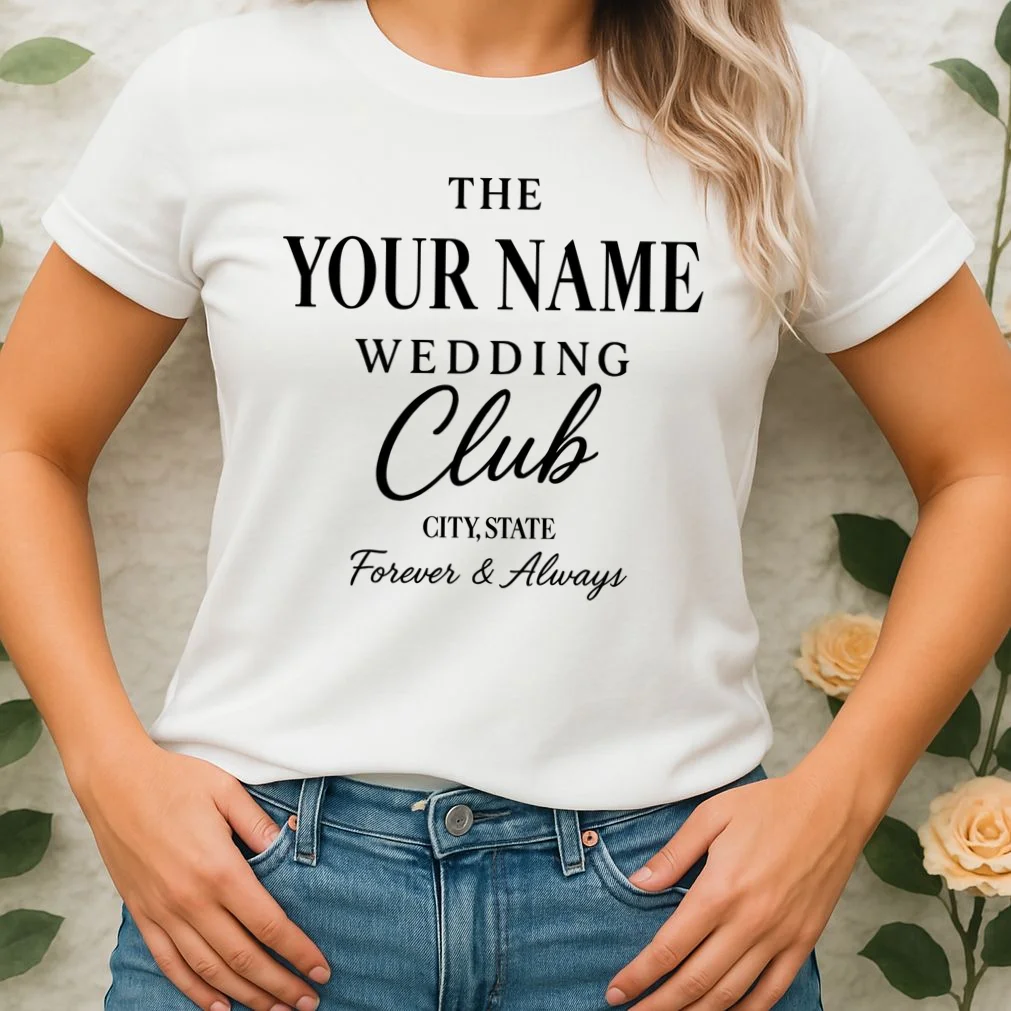 Custom Name Wedding Club Retro Couples Women's T-Shirt - Front 1