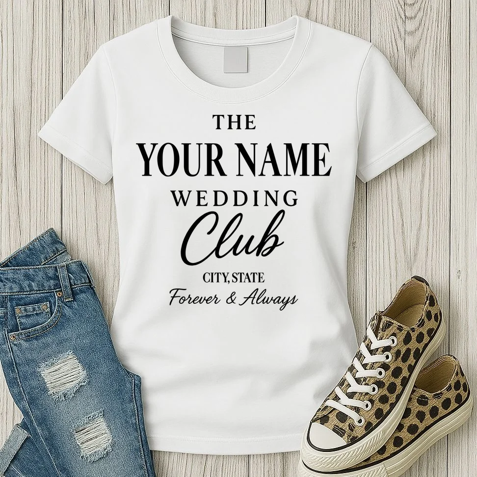 Custom Name Wedding Club Retro Couples Women's T-Shirt - Front 2