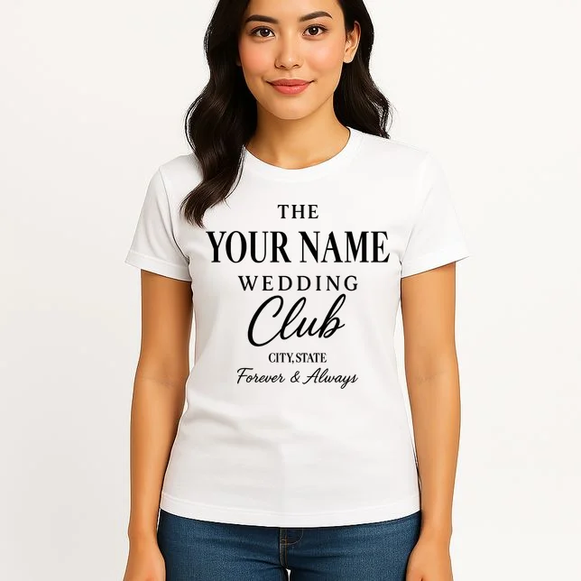 Custom Name Wedding Club Retro Couples Women's T-Shirt - Front 3