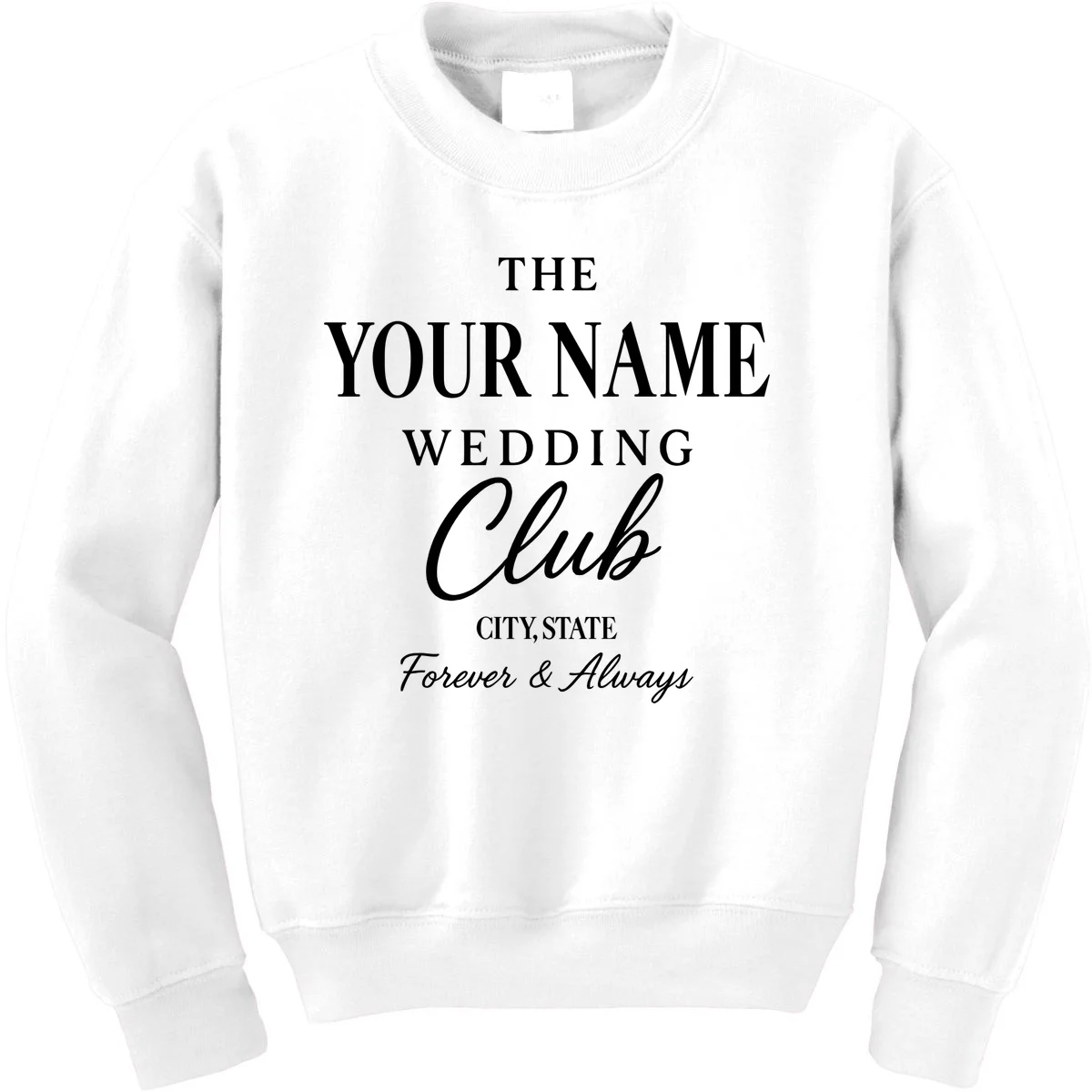 Custom Name Wedding Club Retro Couples Kids Sweatshirt - Front