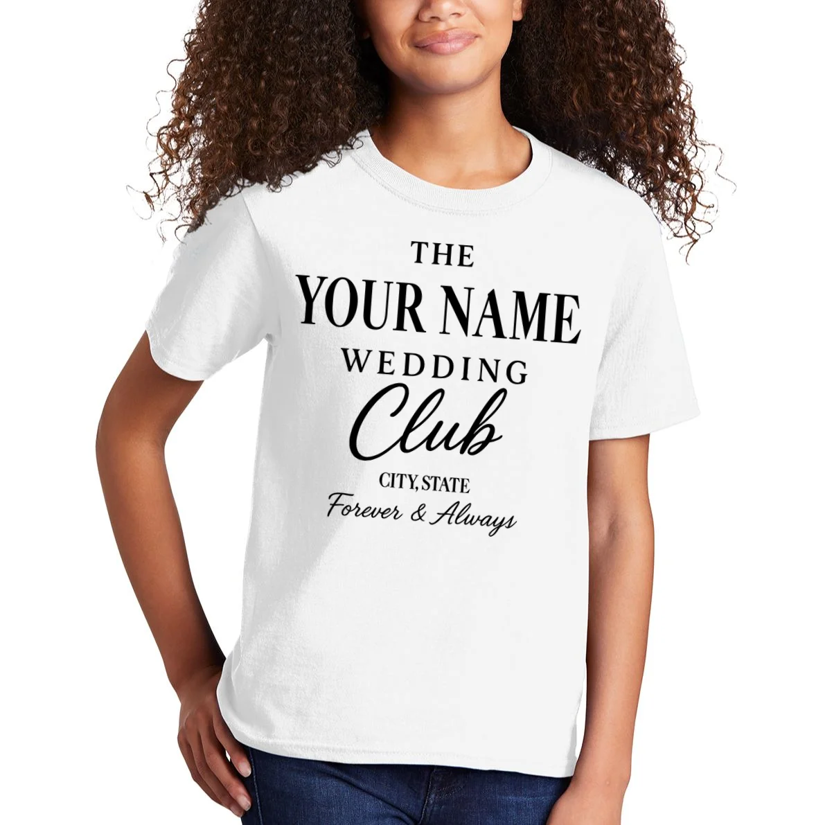 Custom Name Wedding Club Retro Couples Kids T-Shirt - Front 1