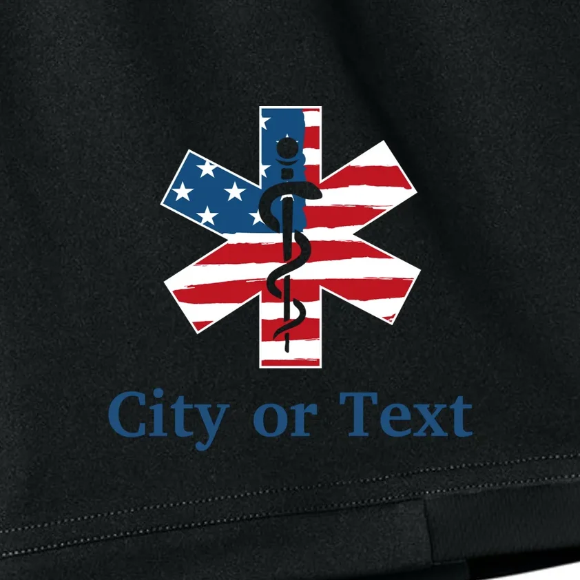 City or Text EMT Custom City or Text Personalized USA Flag Kids Shorts - Front - Close-up