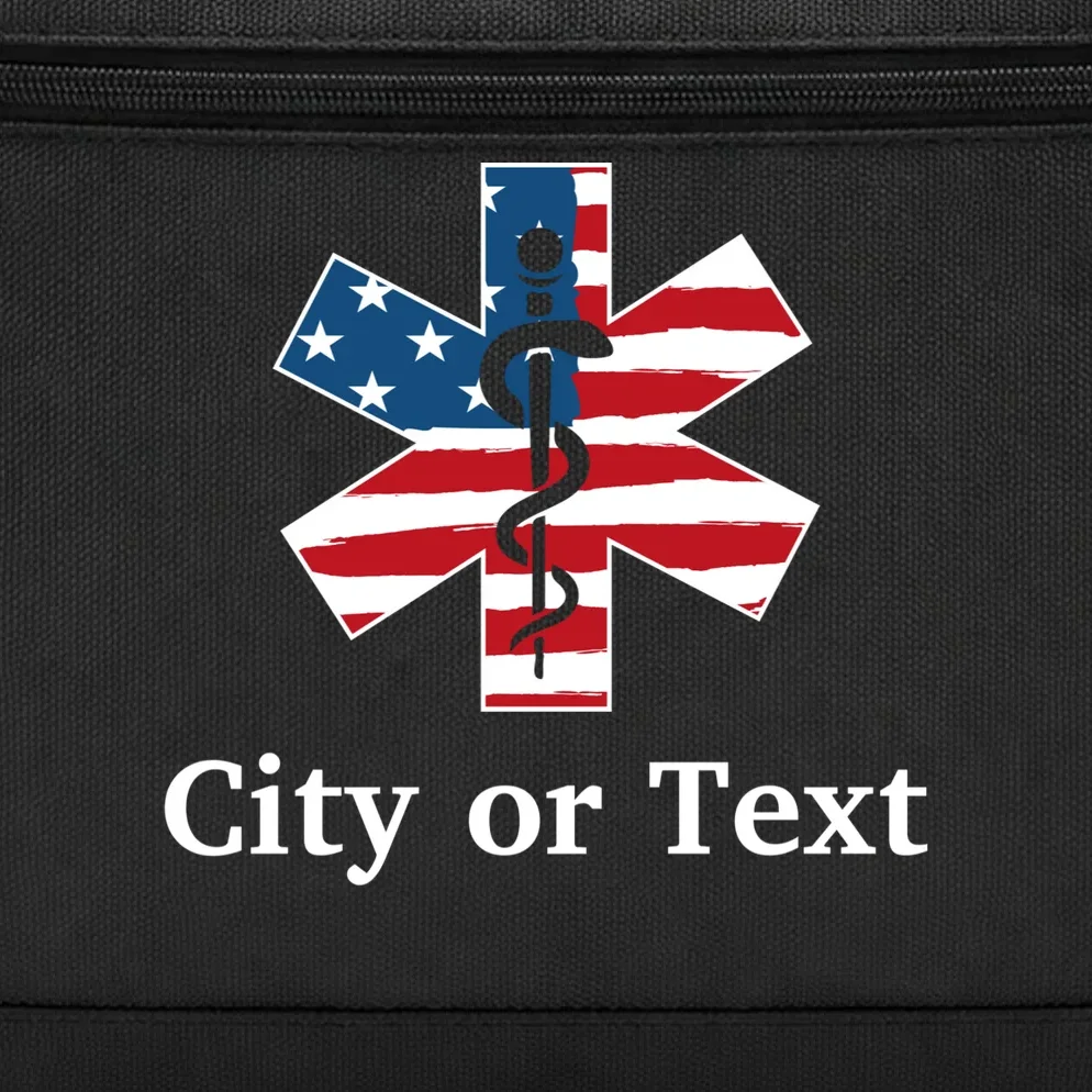 City or Text EMT Custom City or Text Personalized USA Flag Briefcase - Front - Close-up