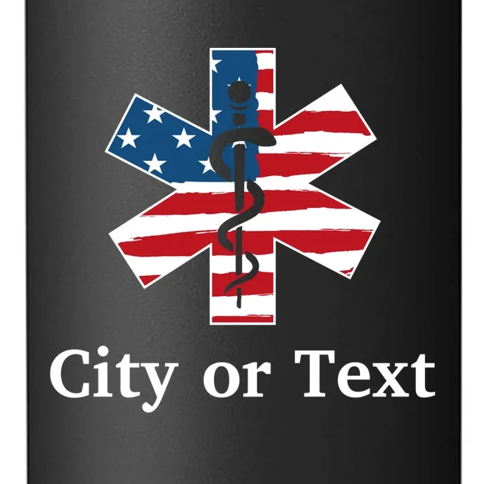City or Text EMT Custom City or Text Personalized USA Flag 24oz Water Bottle - Front - Close-up