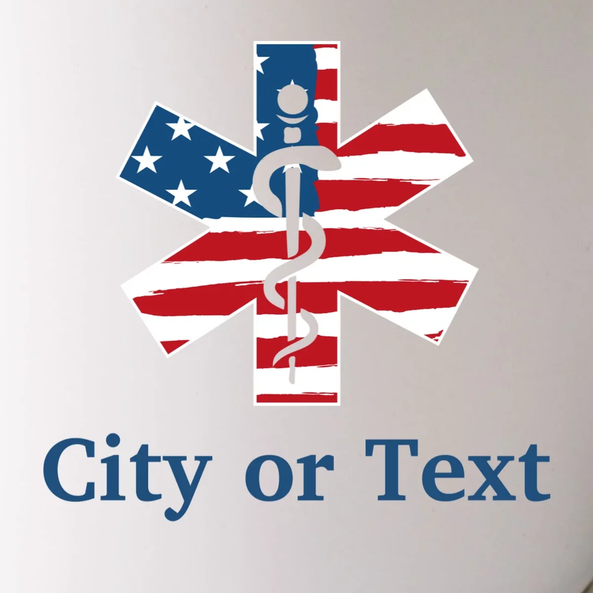 City or Text EMT Custom City or Text Personalized USA Flag Mug - Front - Close-up