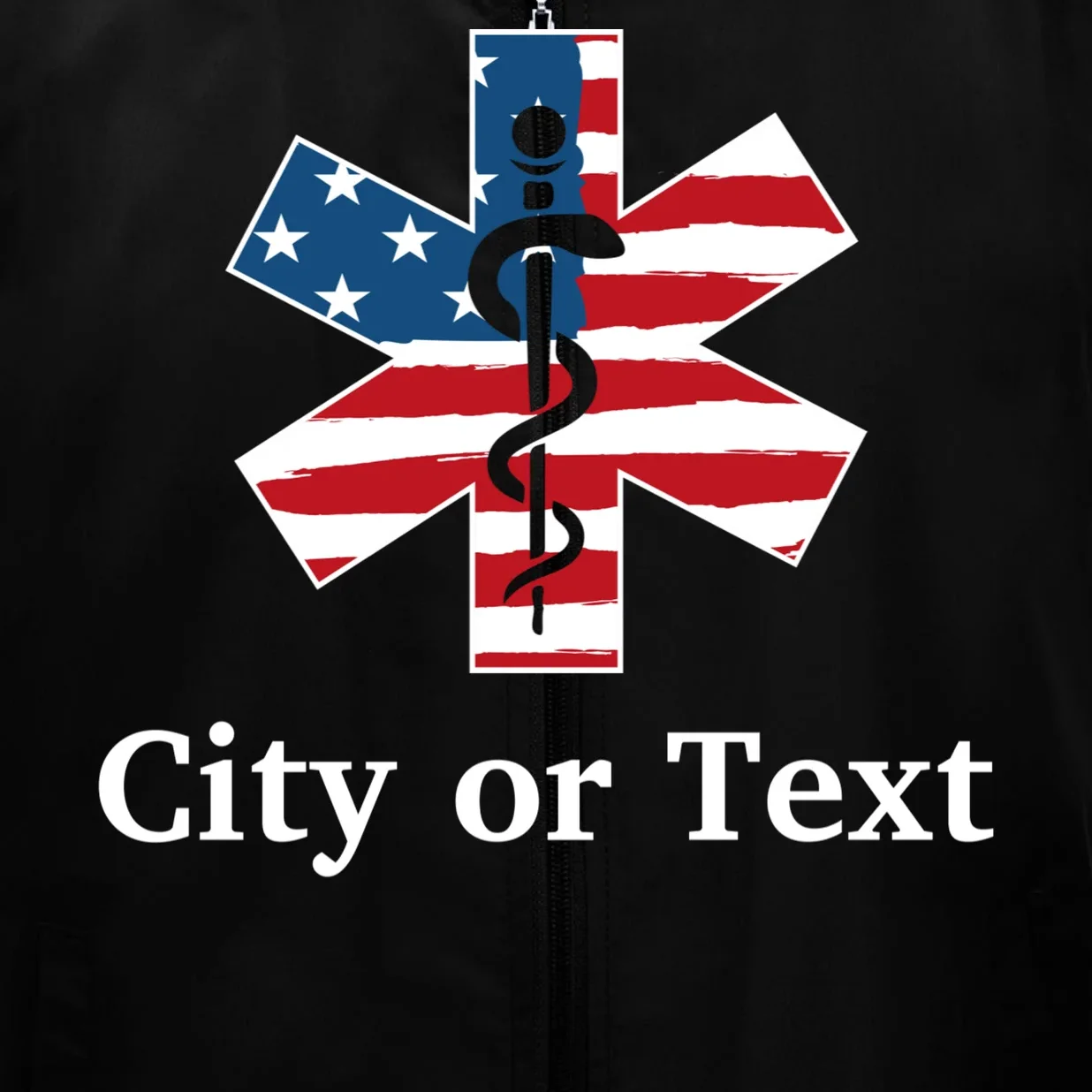 City or Text EMT Custom City or Text Personalized USA Flag Men's Vest - Front - Close-up