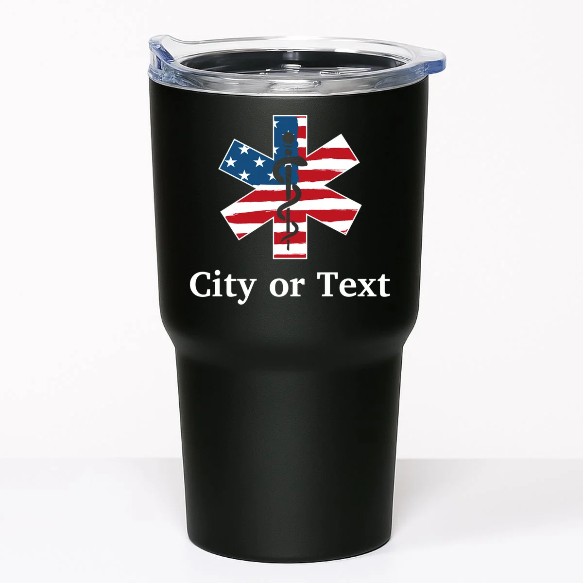 City or Text EMT Custom City or Text Personalized USA Flag 20oz Tumbler - Front