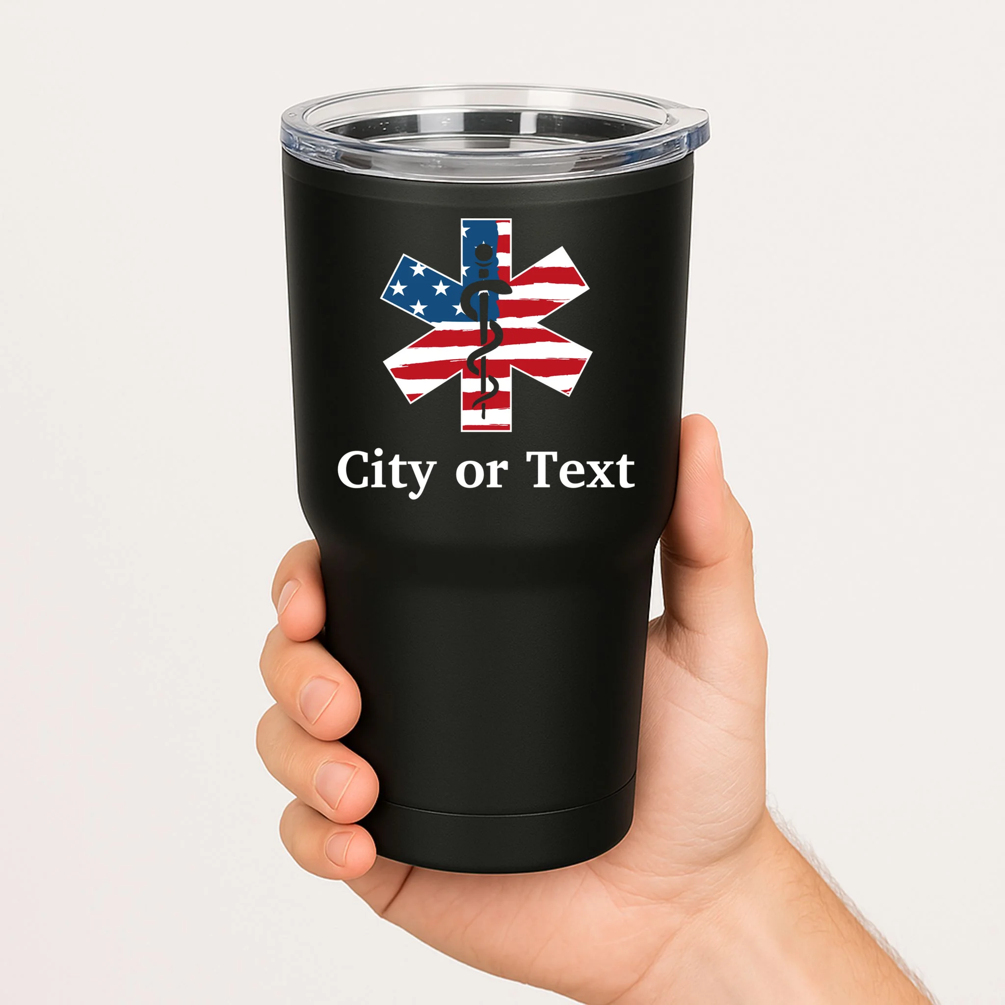 City or Text EMT Custom City or Text Personalized USA Flag 20oz Tumbler - Front 1