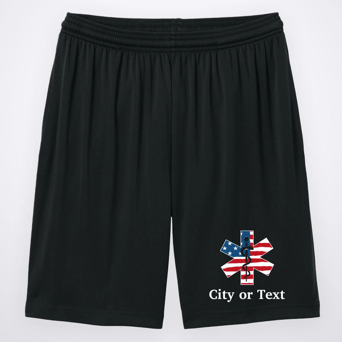City or Text EMT Custom City or Text Personalized USA Flag Men's Shorts - Front