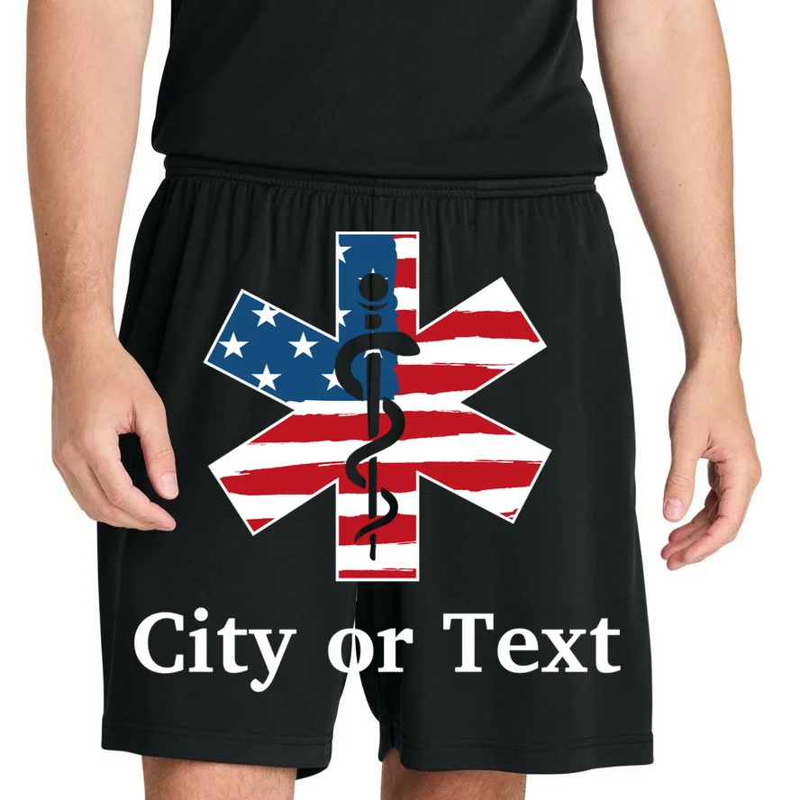 City or Text EMT Custom City or Text Personalized USA Flag Men's Shorts - Front 1