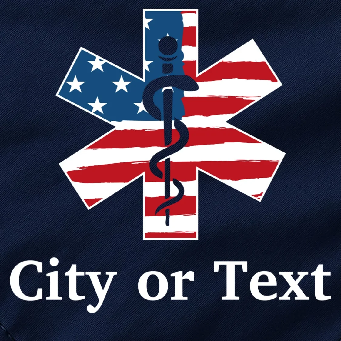 City or Text EMT Custom City or Text Personalized USA Flag Dog Bandana - Front - Close-up