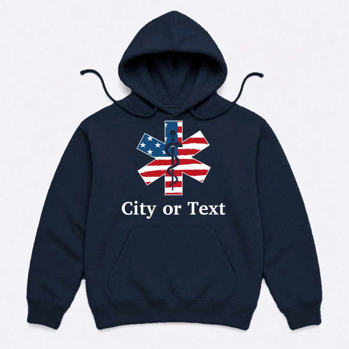 City or Text EMT Custom City or Text Personalized USA Flag Hoodie - Front