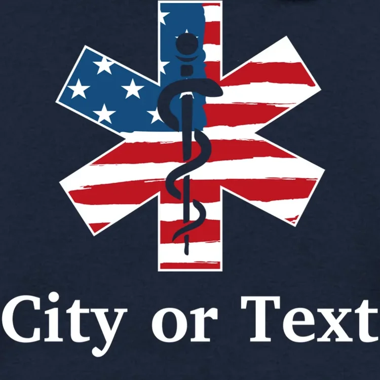 City or Text EMT Custom City or Text Personalized USA Flag Men's Hoodie - Front - Close-up