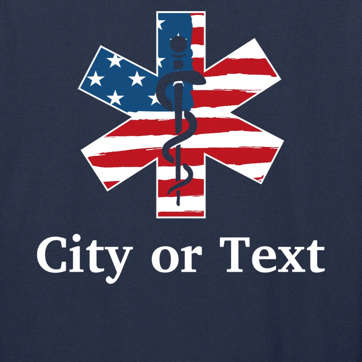 City or Text EMT Custom City or Text Personalized USA Flag Men's Long Sleeve Shirt - Front - Close-up