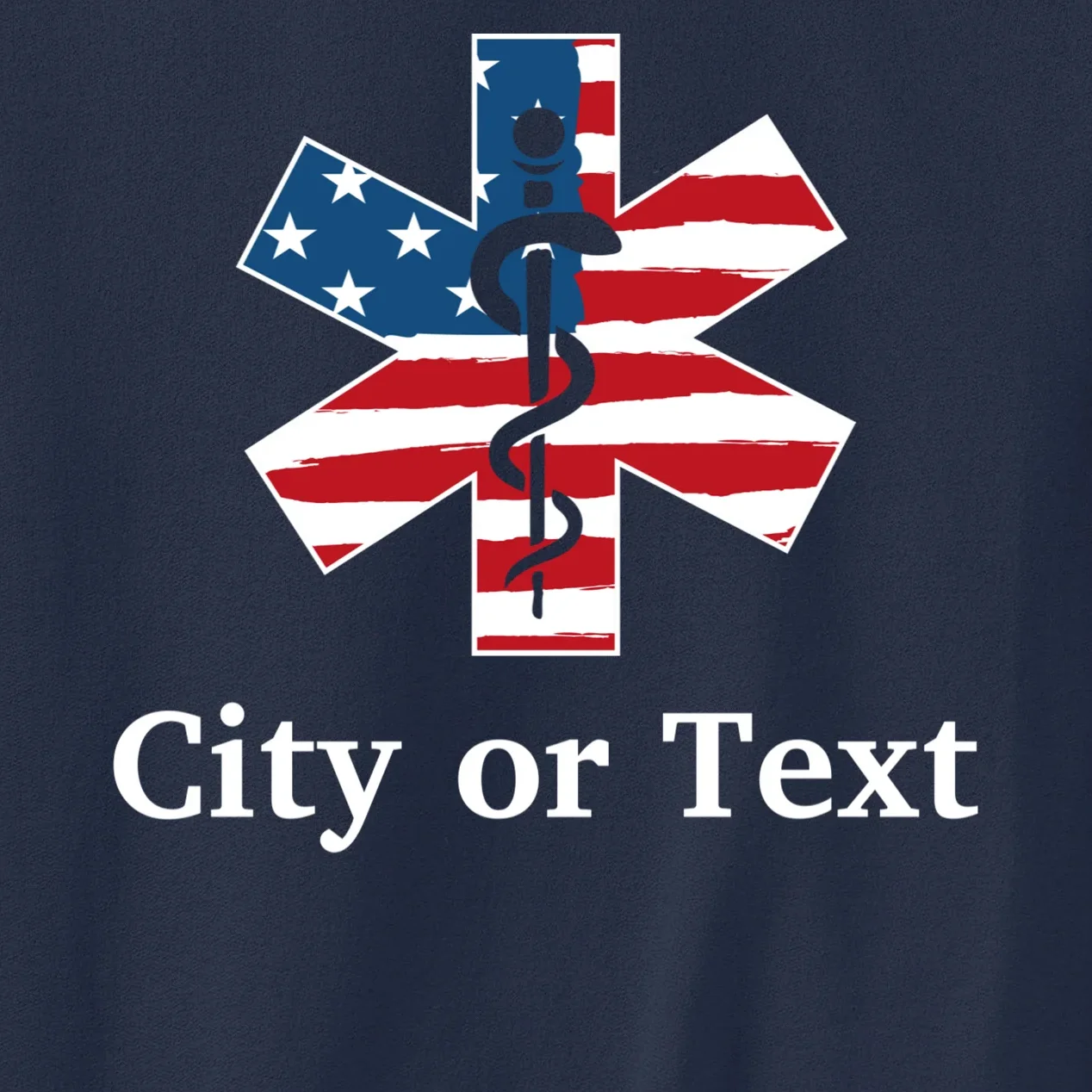 City or Text EMT Custom City or Text Personalized USA Flag Men's Sweatshirt - Front - Close-up