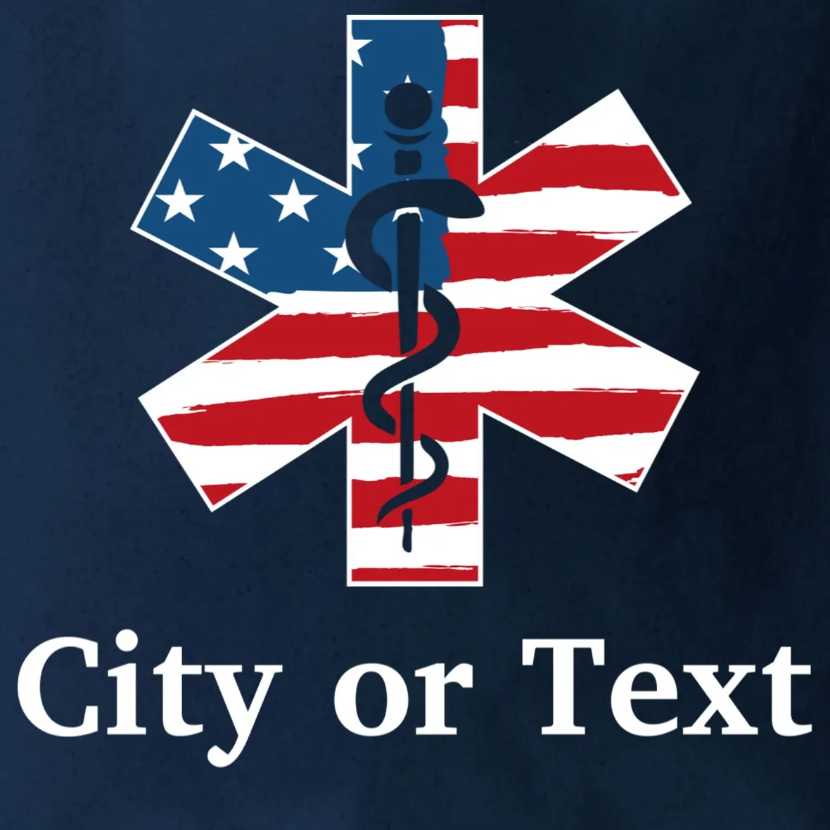 City or Text EMT Custom City or Text Personalized USA Flag Tote Bag - Front - Close-up