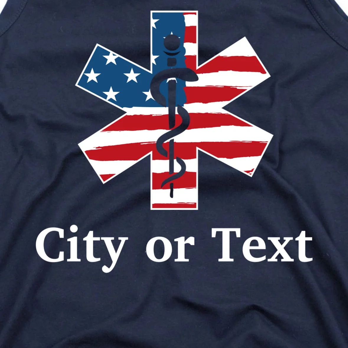 City or Text EMT Custom City or Text Personalized USA Flag Men's Tank Top - Front - Close-up