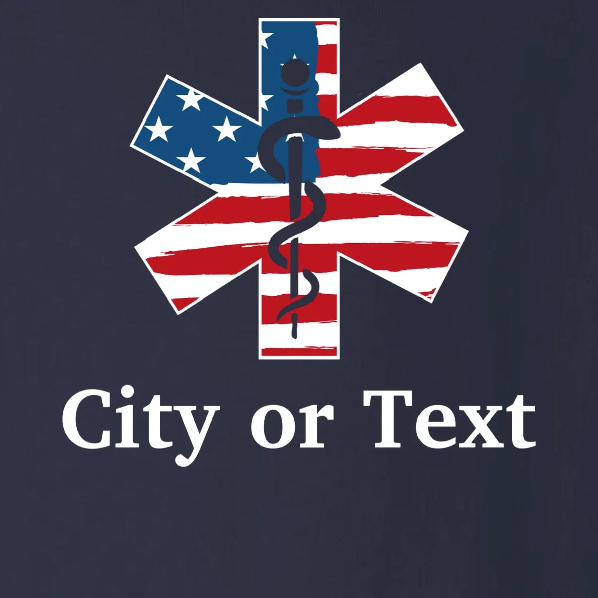 City or Text EMT Custom City or Text Personalized USA Flag Toddler Long Sleeve Shirt - Front - Close-up