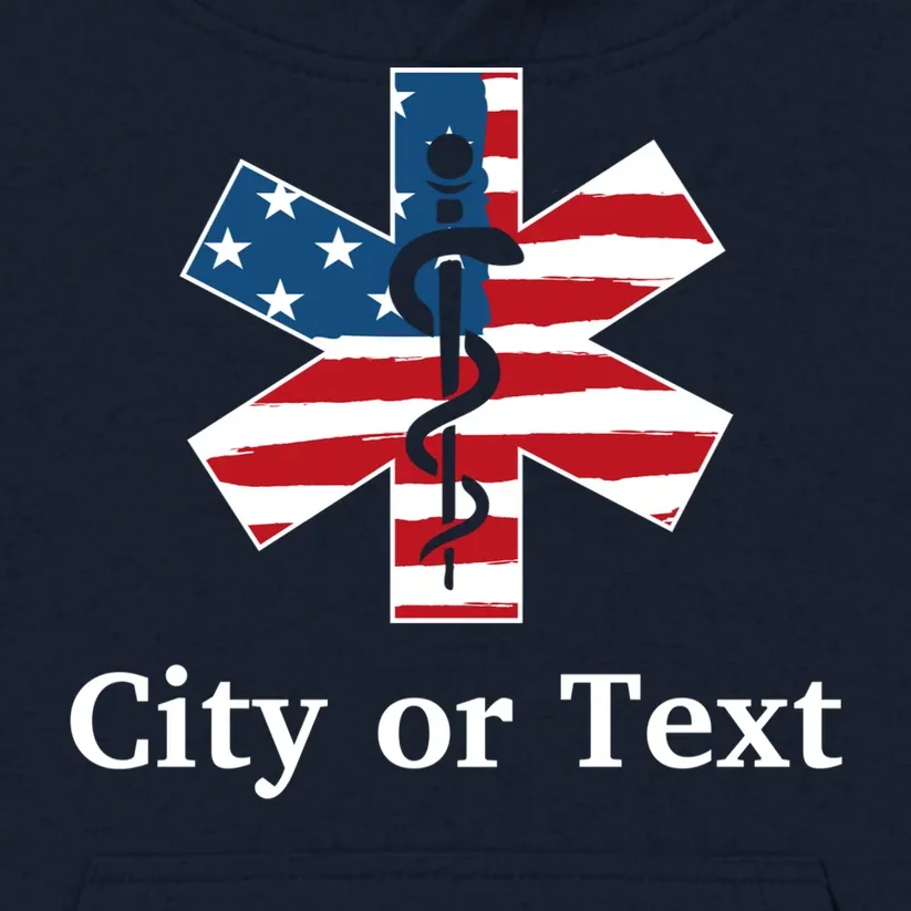 City or Text EMT Custom City or Text Personalized USA Flag Kids Hoodie - Front - Close-up