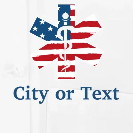 City or Text EMT Custom City or Text Personalized USA Flag Men's Chef Coat - Front - Close-up