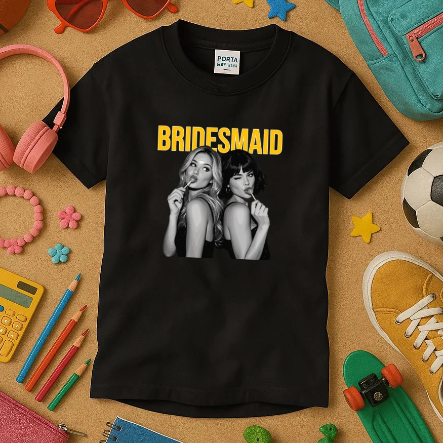 Custom Personalized Bridal Party Kids T-Shirt - Front 2
