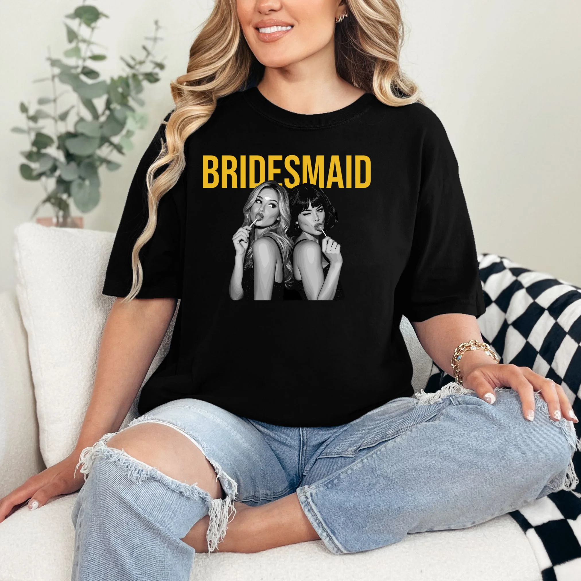 Custom Personalized Bridal Party Shirt, Personalized Bridesmaid Comfort Colors Unisex T-Shirt - Front 1