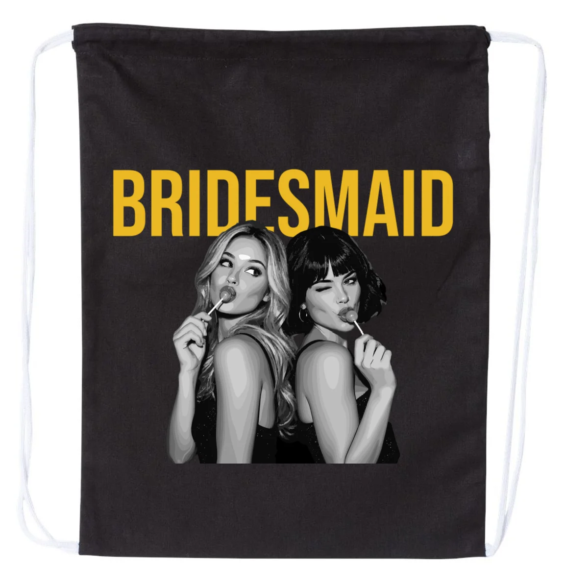 Custom Personalized Bridal Party Shirt, Personalized Bridesmaid Drawstring Bag - Front