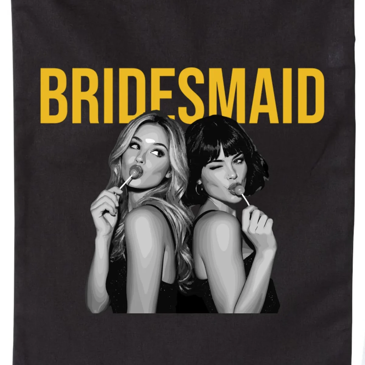 Custom Personalized Bridal Party Shirt, Personalized Bridesmaid Drawstring Bag - Front - Close-up