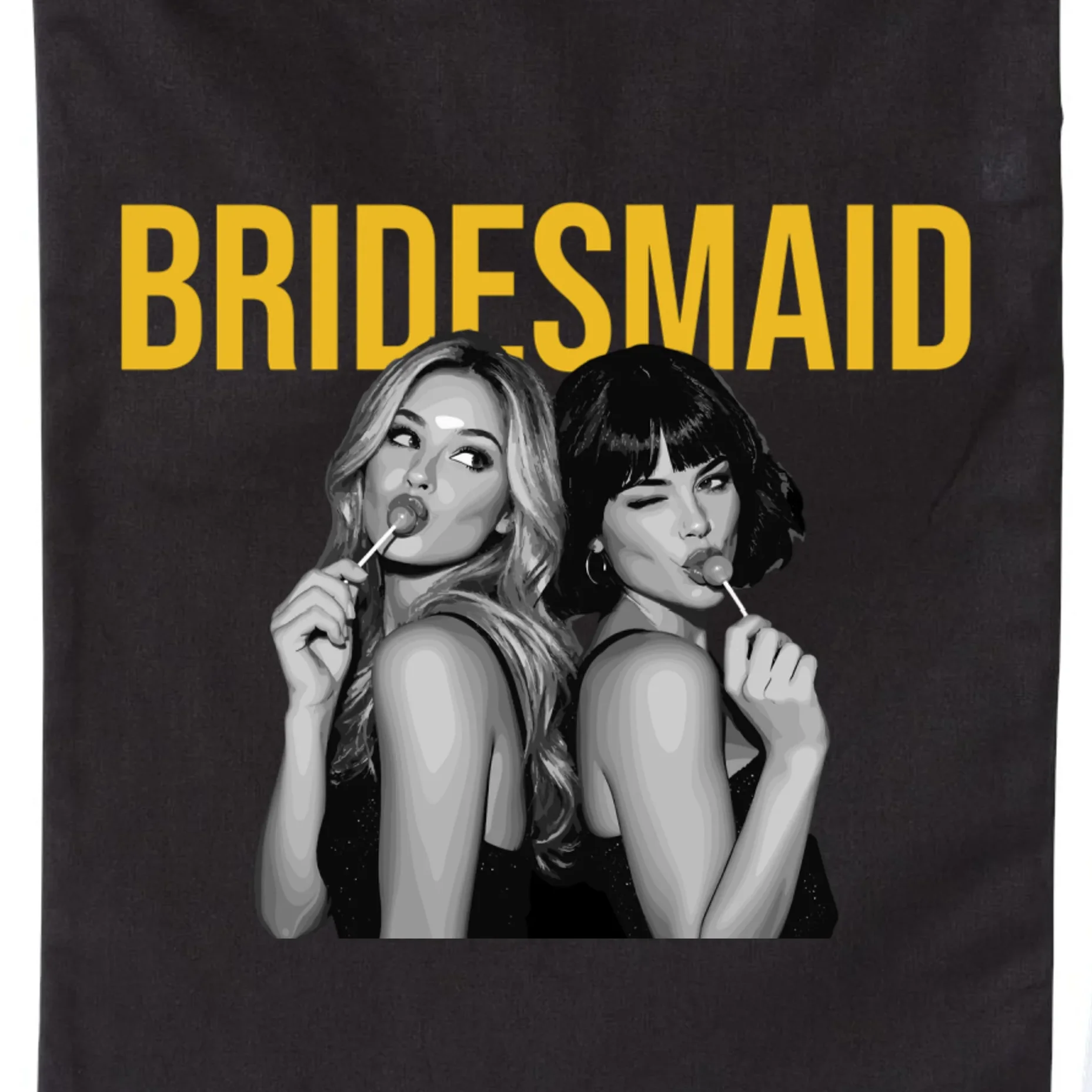 Custom Personalized Bridal Party Shirt, Personalized Bridesmaid Drawstring Bag - Front - Close-up