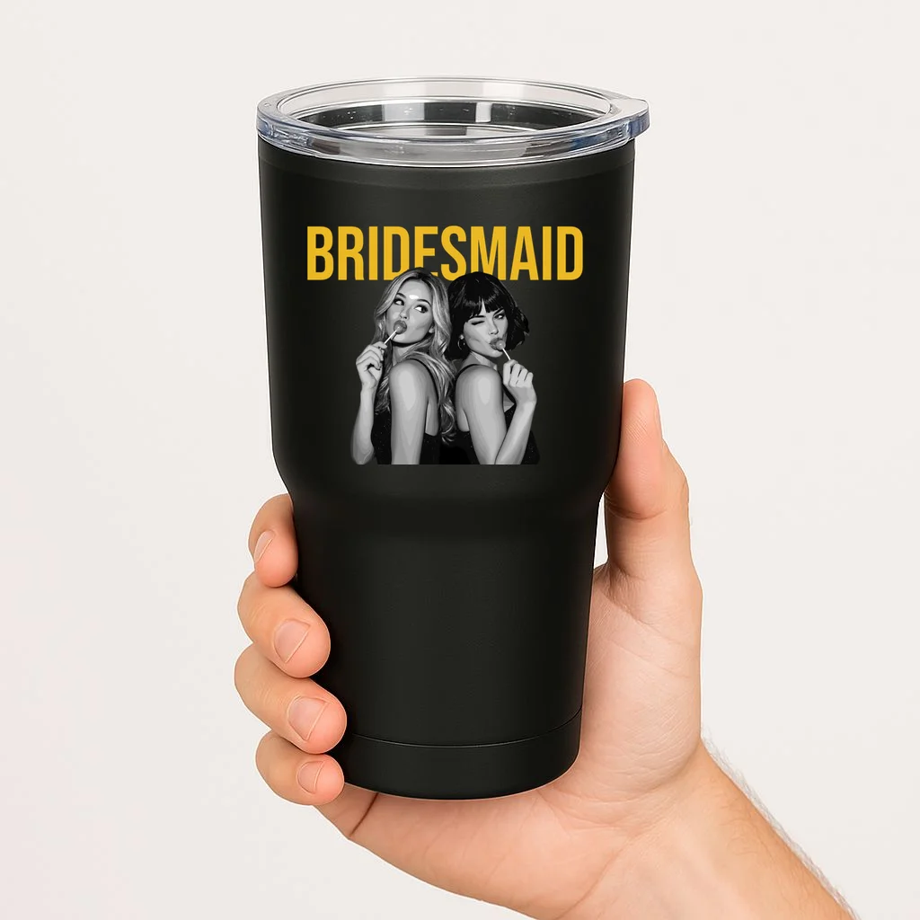 Custom Personalized Bridal Party Shirt, Personalized Bridesmaid 20oz Tumbler - Front 1