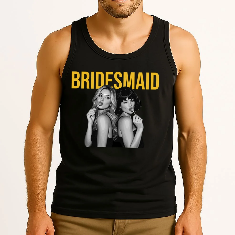 Custom Personalized Bridal Party Shirt, Personalized Bridesmaid Men's Tank Top - Front 2