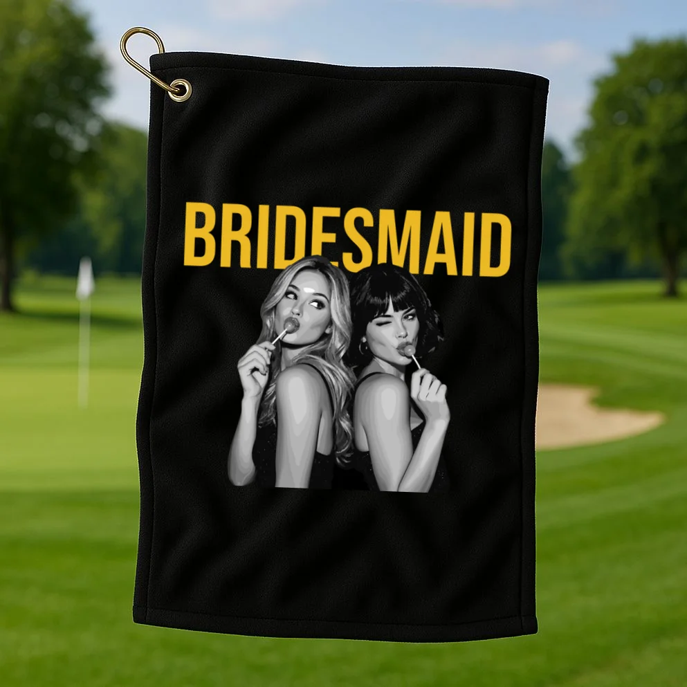 Custom Personalized Bridal Party Shirt, Personalized Bridesmaid Golf Towel - Front 1