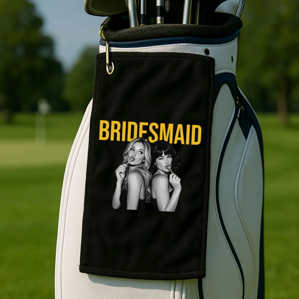 Custom Personalized Bridal Party Shirt, Personalized Bridesmaid Golf Towel - Front 2